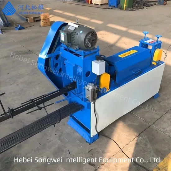 Машина для выпрямления и резки проволоки диаметром 2,5–6 мм в качестве дополнительного оборудования к машине для сварки сетки.